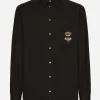 Cotton Martini-fit shirt with embroidery
