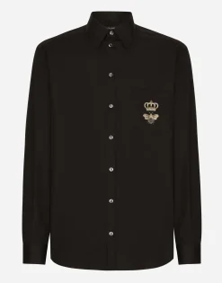 Cotton Martini-fit shirt with embroidery