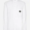Cotton Martini-fit shirt with branded tag