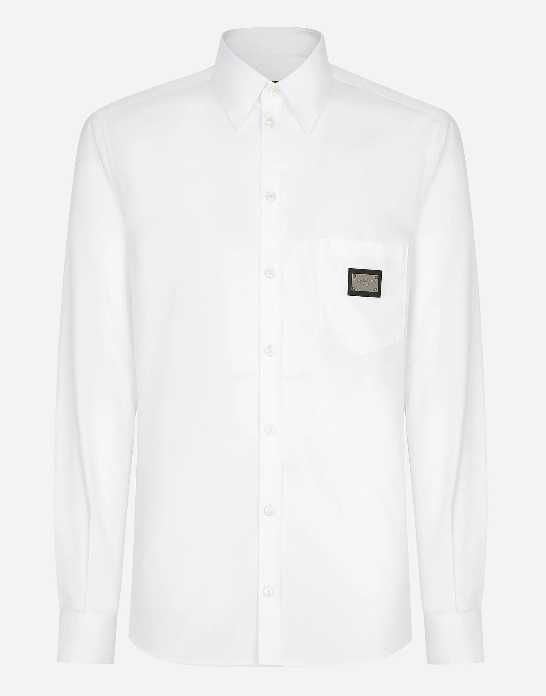Cotton Martini-fit shirt with branded tag
