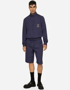 Cotton Martini-fit shirt with embroidery
