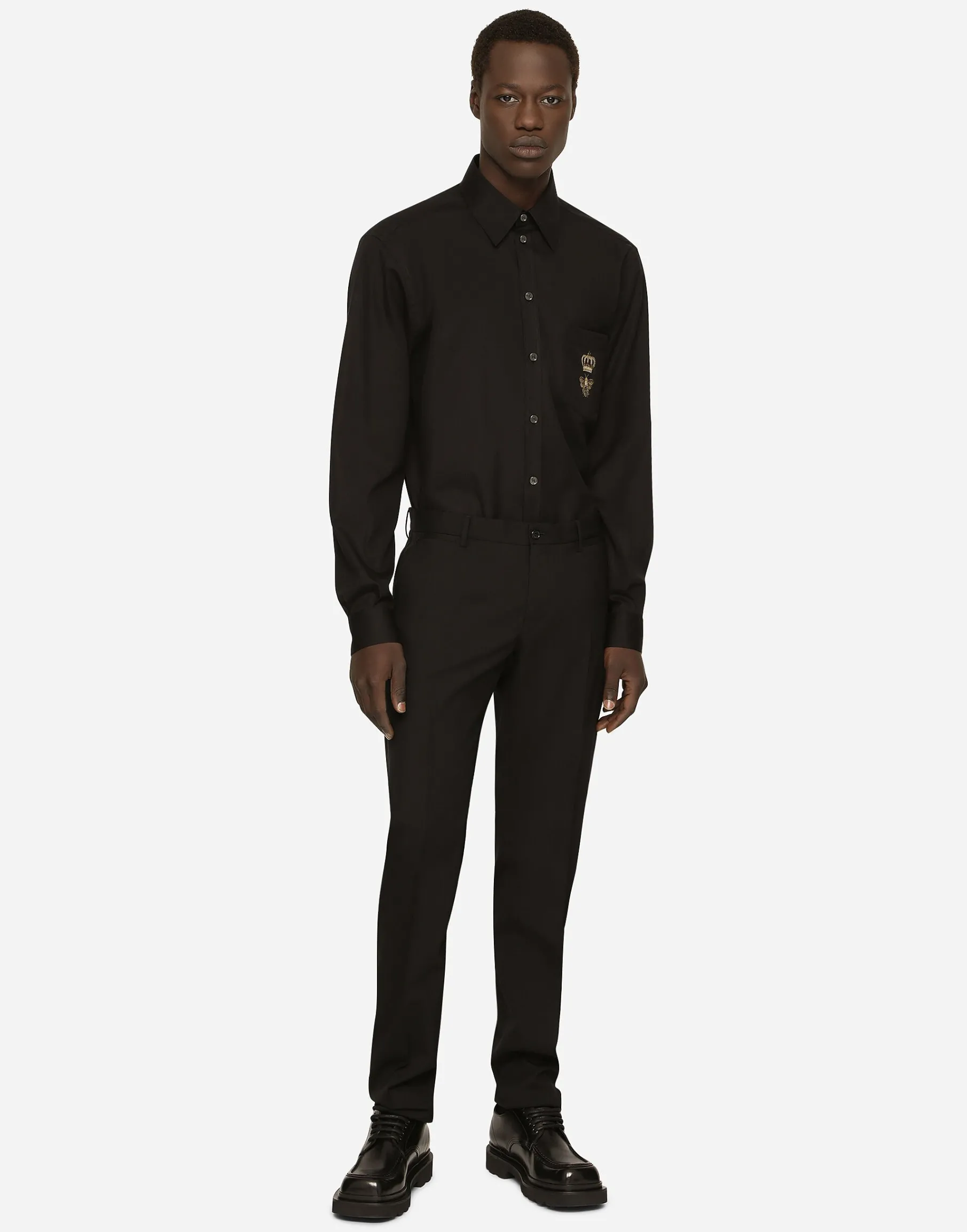 Cotton Martini-fit shirt with embroidery