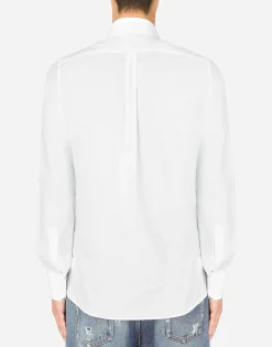 Cotton Martini-fit shirt with crystal detailing