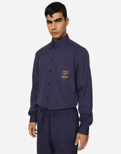 Cotton Martini-fit shirt with embroidery