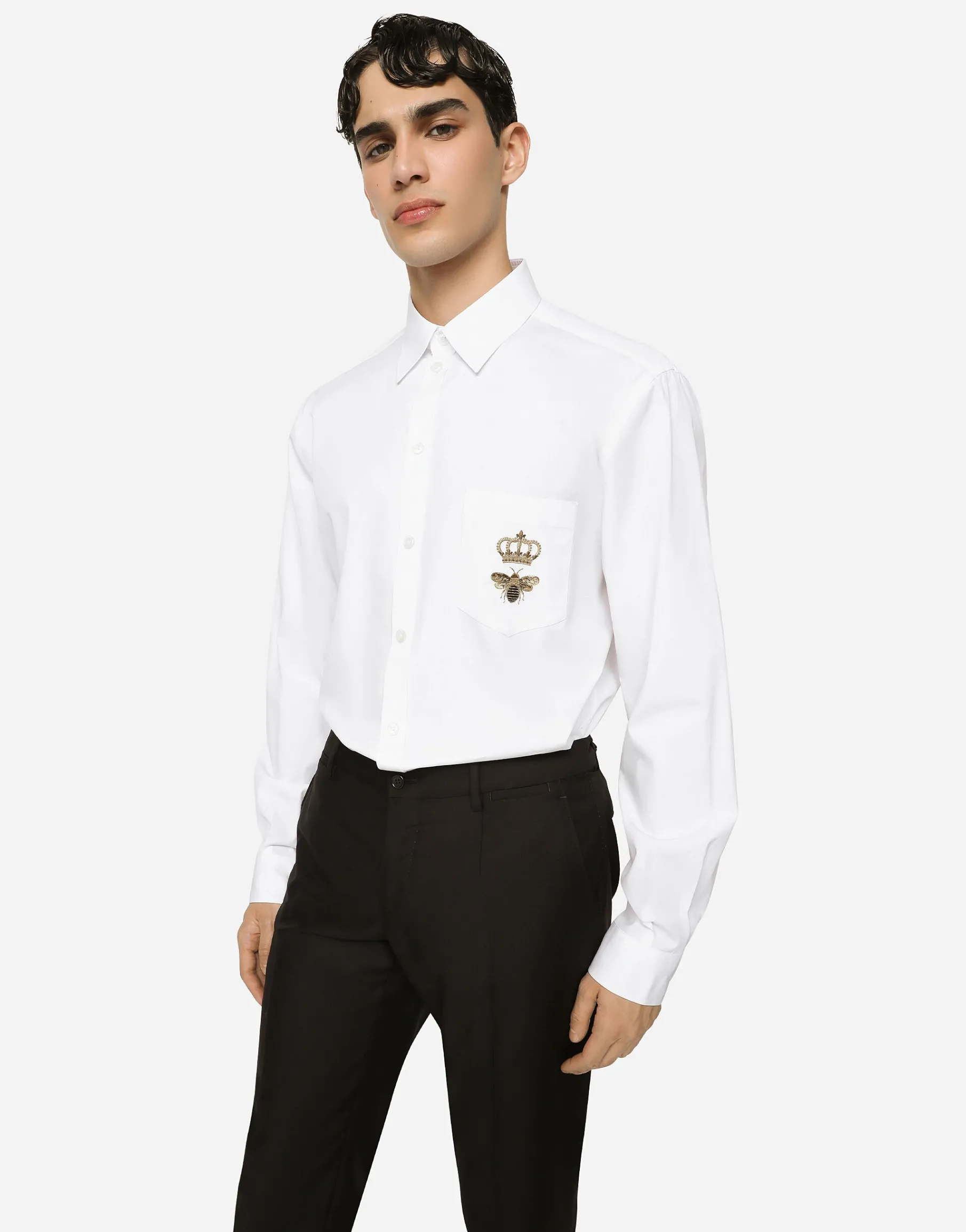 Cotton Martini-fit shirt with embroidery