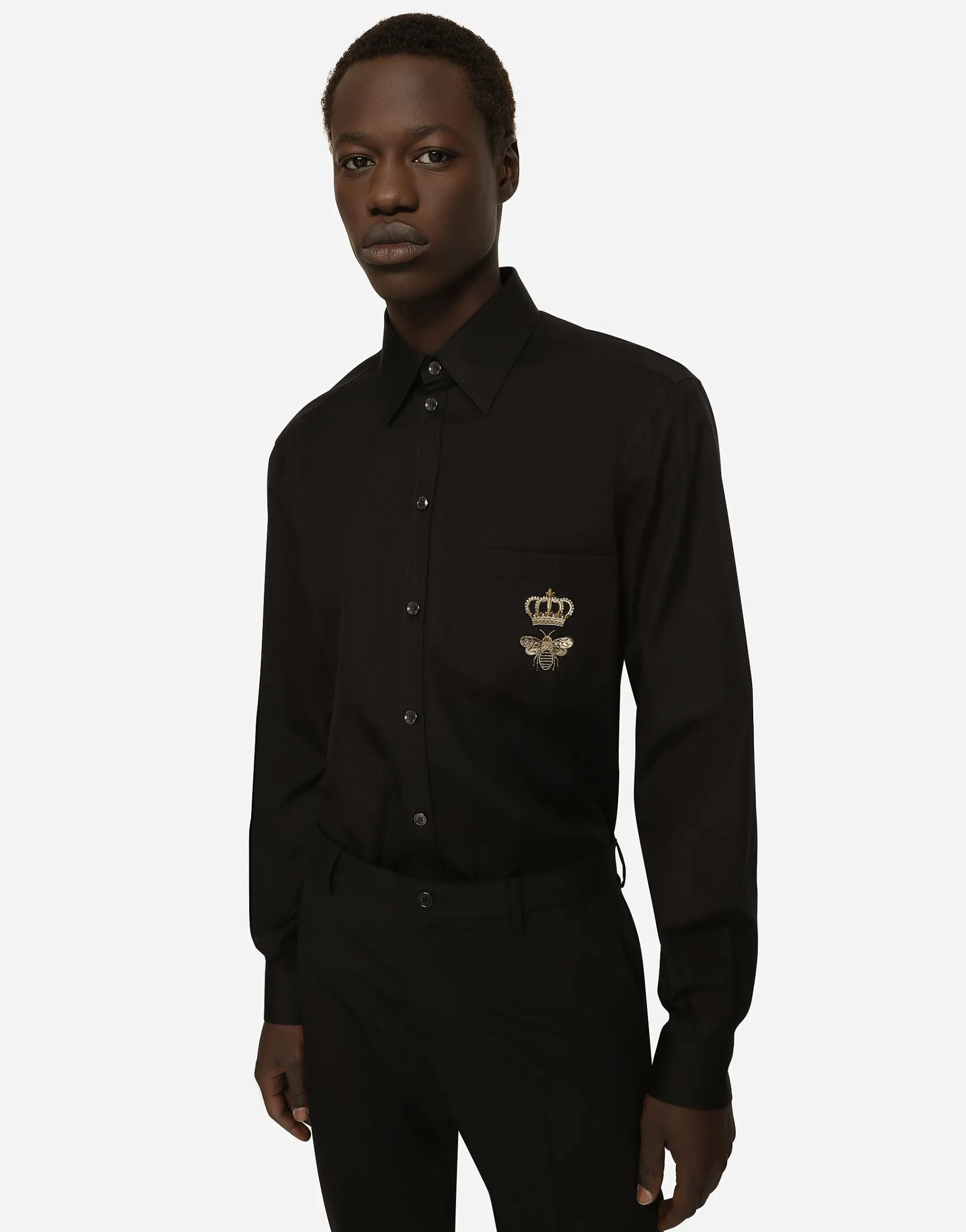 Cotton Martini-fit shirt with embroidery
