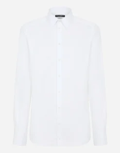 Cotton micro-jacquard Martini-fit shirt