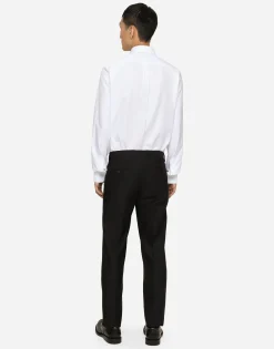 Cotton micro-jacquard Martini-fit shirt