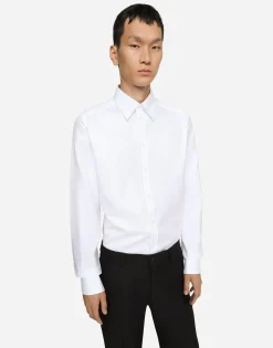 Cotton micro-jacquard Martini-fit shirt