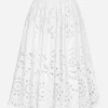 Cotton midi circle skirt with cut-out detailing