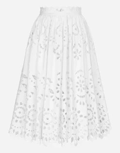 Cotton midi circle skirt with cut-out detailing