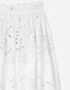 Cotton midi circle skirt with cut-out detailing
