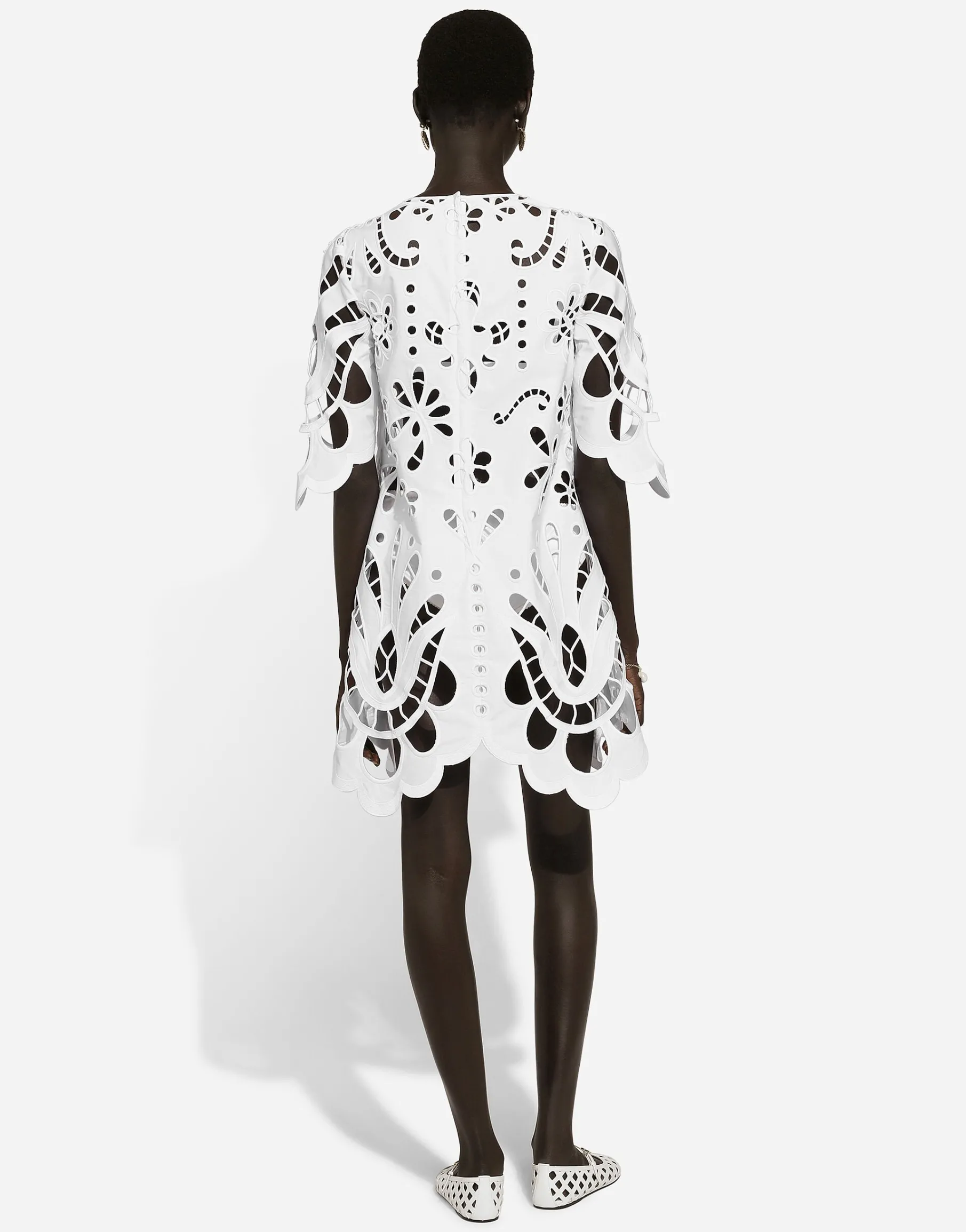 Cotton midi dress with cut-out detailing