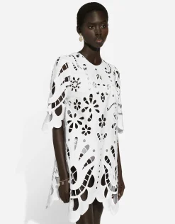 Cotton midi dress with cut-out detailing