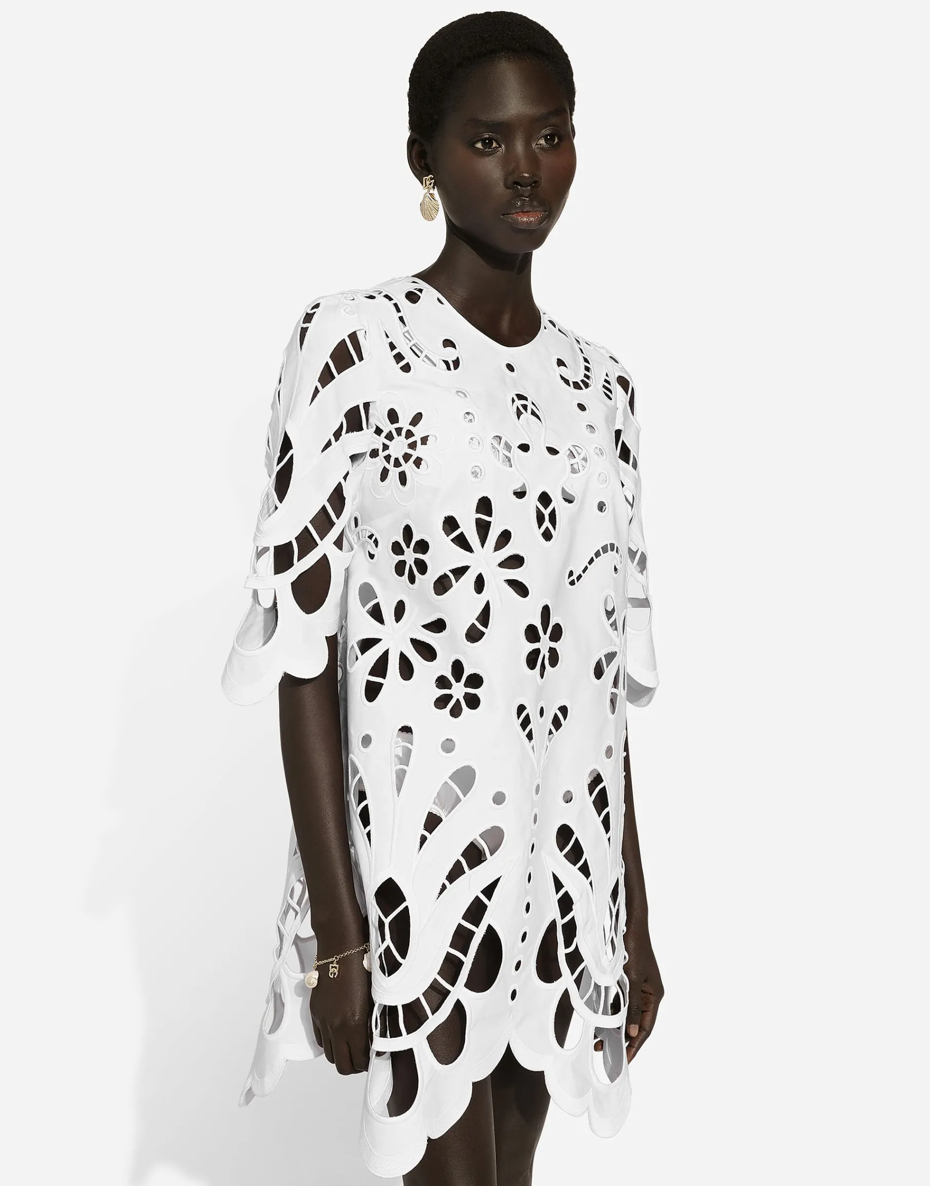Cotton midi dress with cut-out detailing