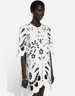 Cotton midi dress with cut-out detailing