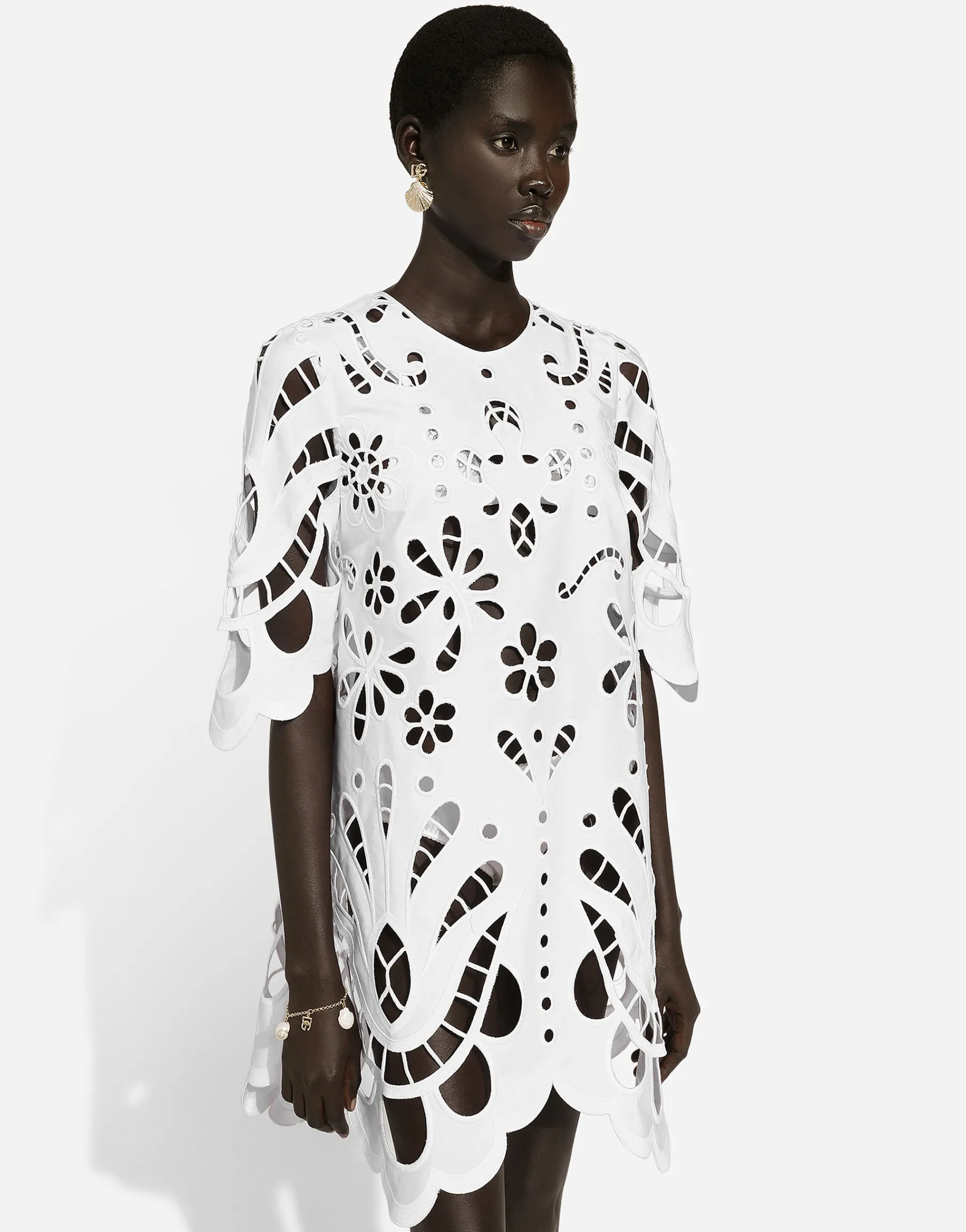 Cotton midi dress with cut-out detailing