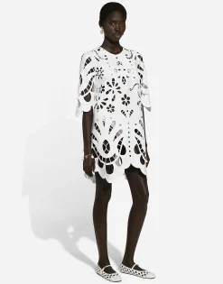 Cotton midi dress with cut-out detailing