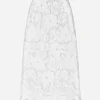 Cotton midi skirt with floral openwork detailing