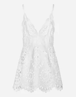 Cotton minidress with straps and cut-out detailing