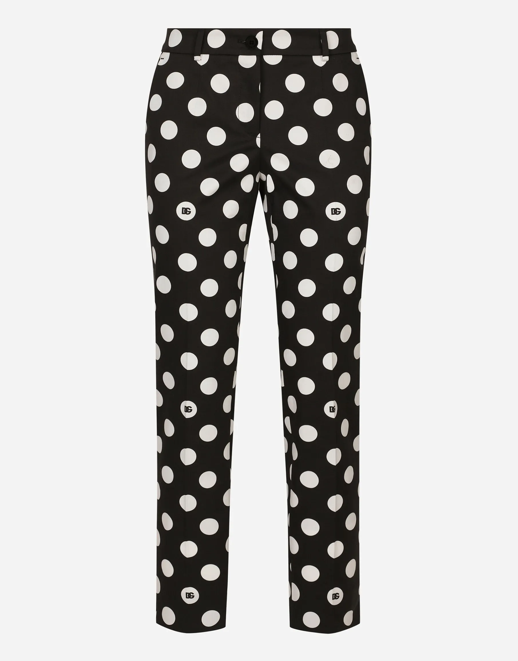 Cotton pants with polka-dot print