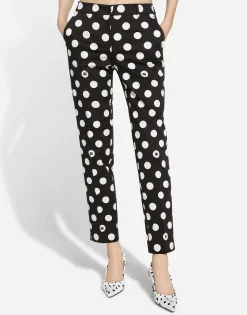 Cotton pants with polka-dot print