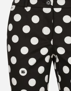 Cotton pants with polka-dot print