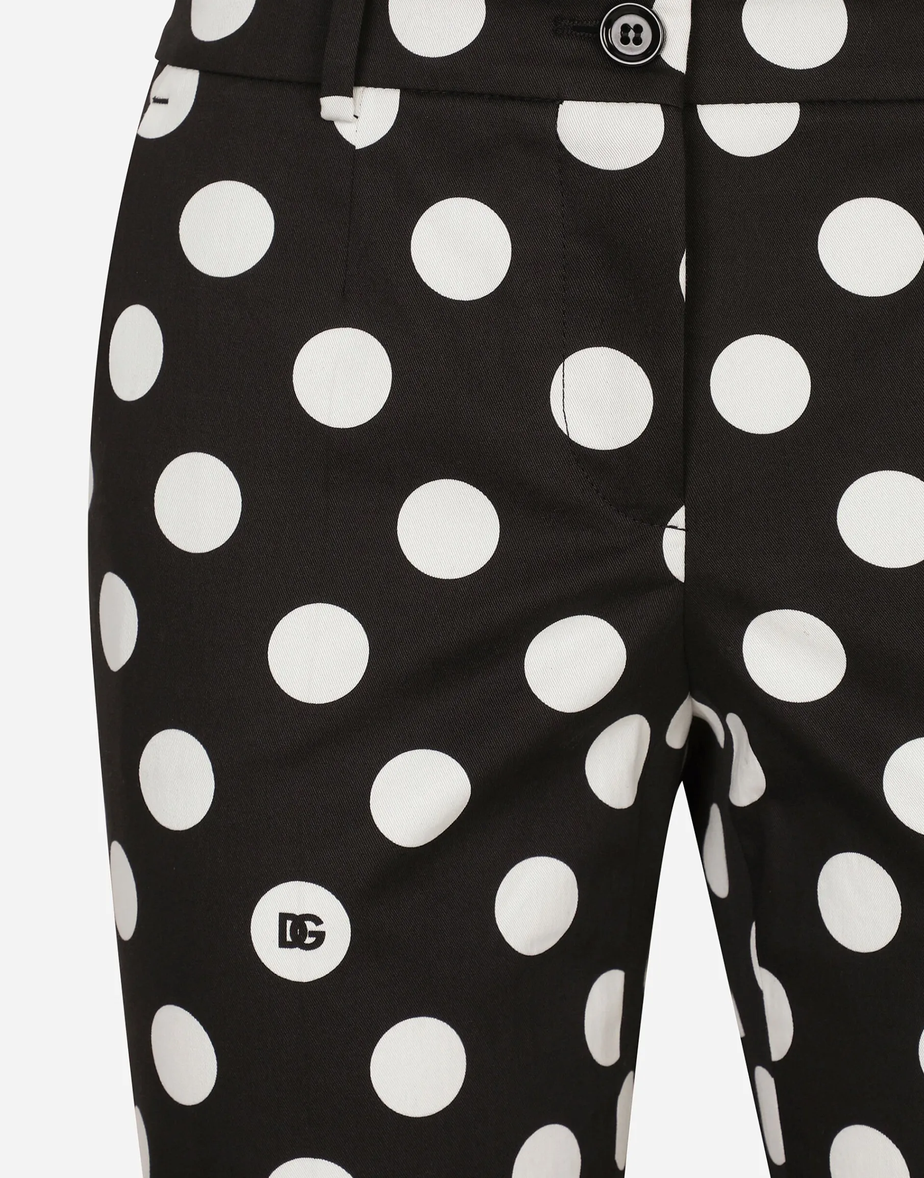 Cotton pants with polka-dot print