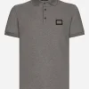 Cotton piqué polo-shirt with branded tag