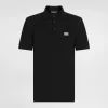 Cotton piqué polo-shirt with branded tag