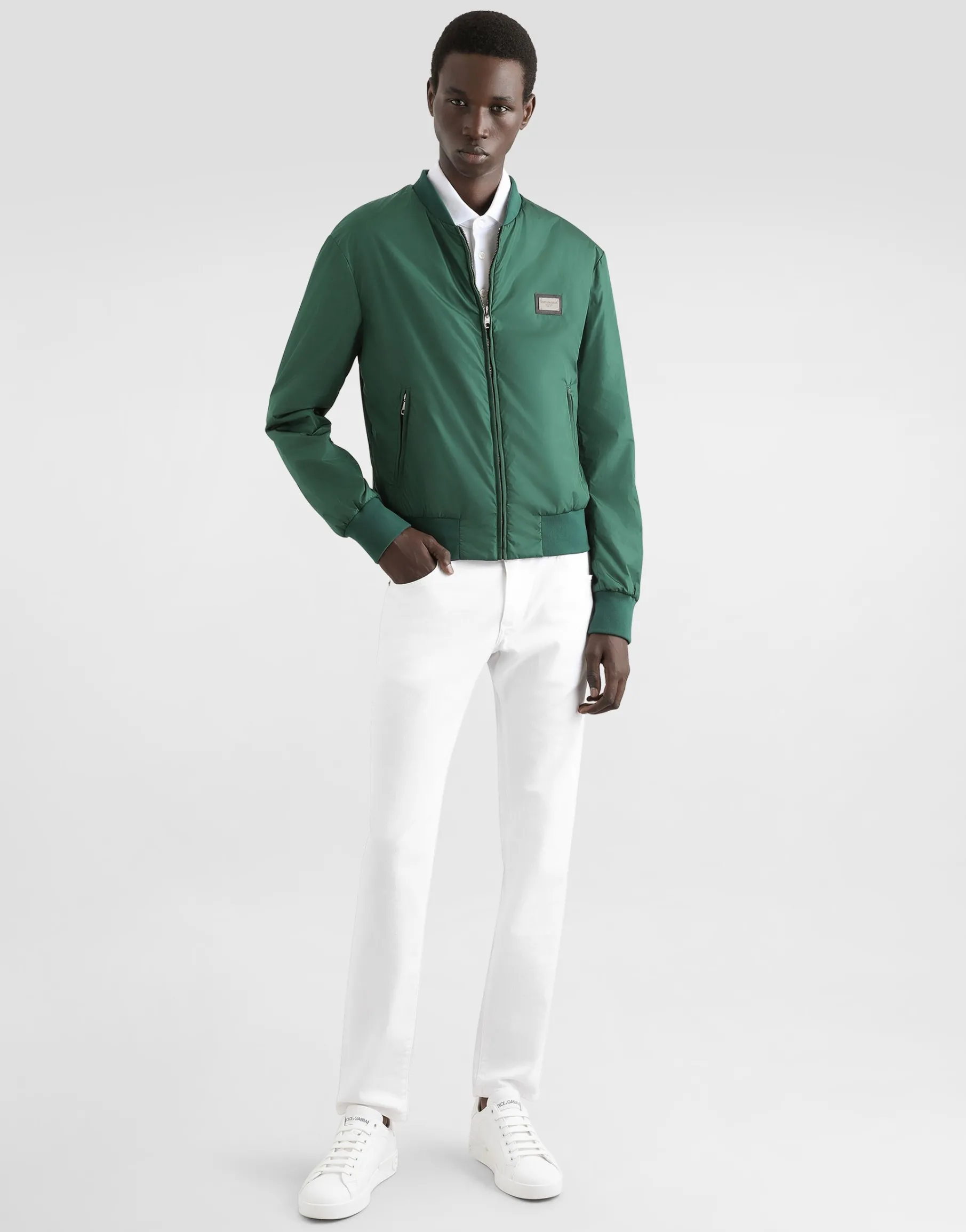 Cotton piqué polo-shirt with branded tag