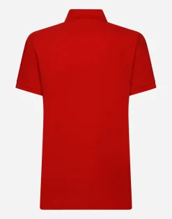 Cotton piqué polo-shirt with branded tag