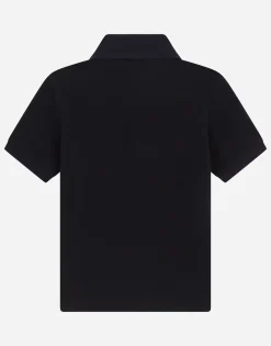 Cotton piqué polo-shirt with logo plate