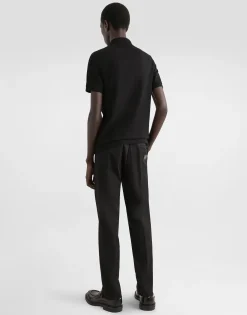 Cotton piqué polo-shirt with branded tag