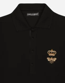 Cotton piqué polo-shirt with embroidery