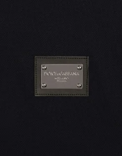 Cotton piqué polo-shirt with branded tag