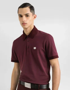 Cotton polo-shirt with logo tag