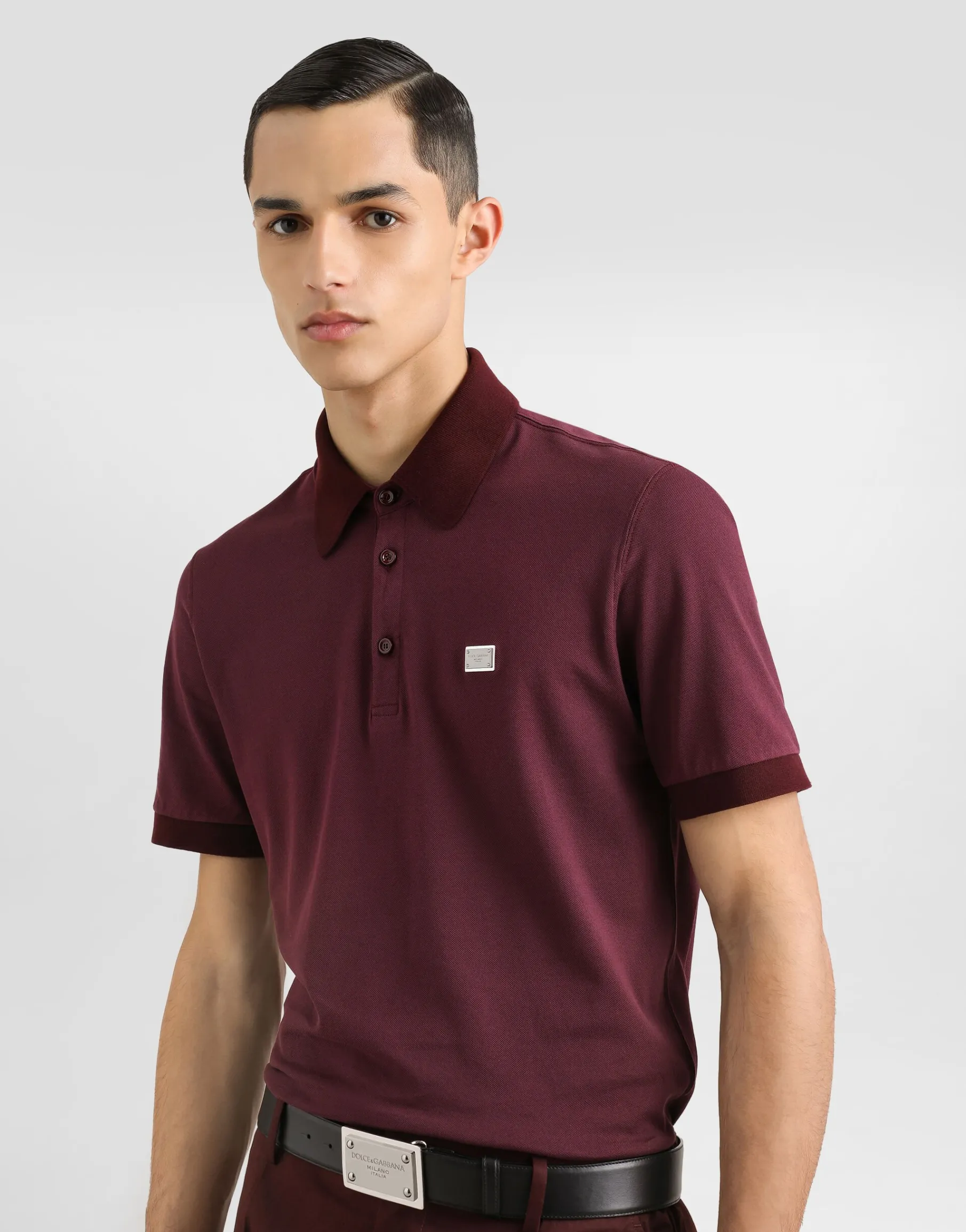 Cotton polo-shirt with logo tag