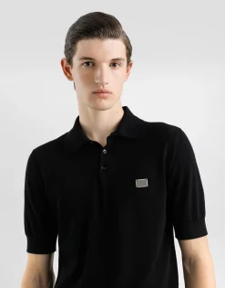 Cotton polo-shirt with logo tag
