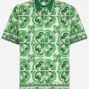 Cotton polo-shirt with majolica print