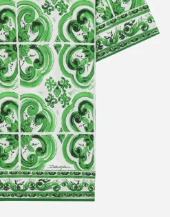 Cotton polo-shirt with majolica print