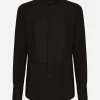 Cotton poplin Gold-fit tuxedo shirt