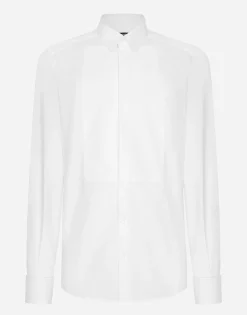 Cotton poplin Gold-fit tuxedo shirt