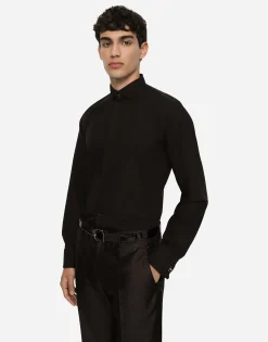 Cotton poplin Gold-fit tuxedo shirt