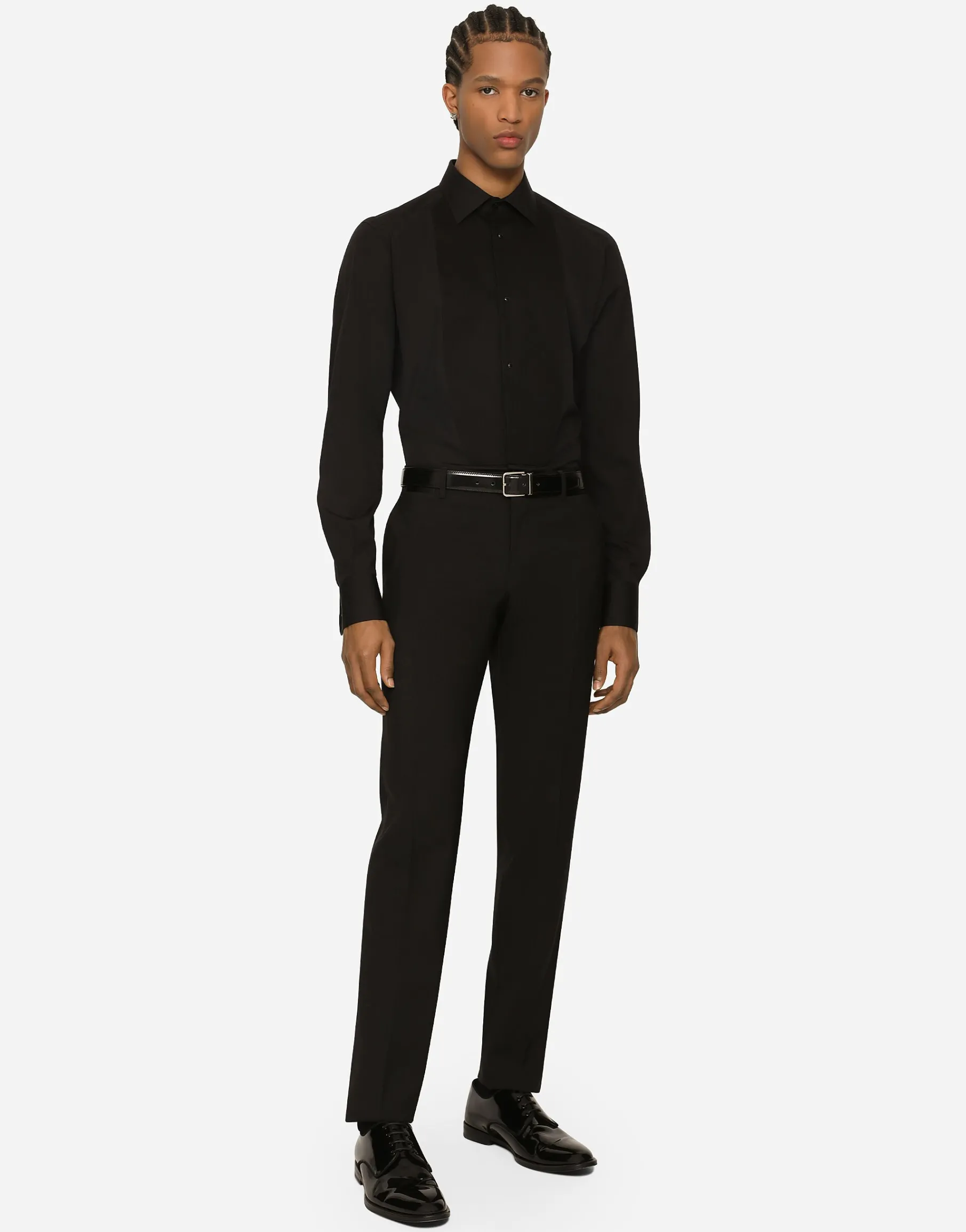 Cotton poplin Gold-fit tuxedo shirt