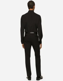 Cotton poplin Gold-fit tuxedo shirt