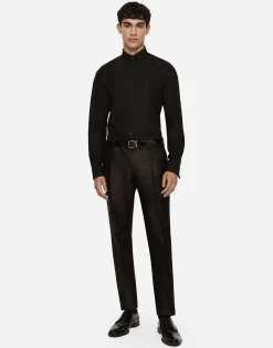 Cotton poplin Gold-fit tuxedo shirt