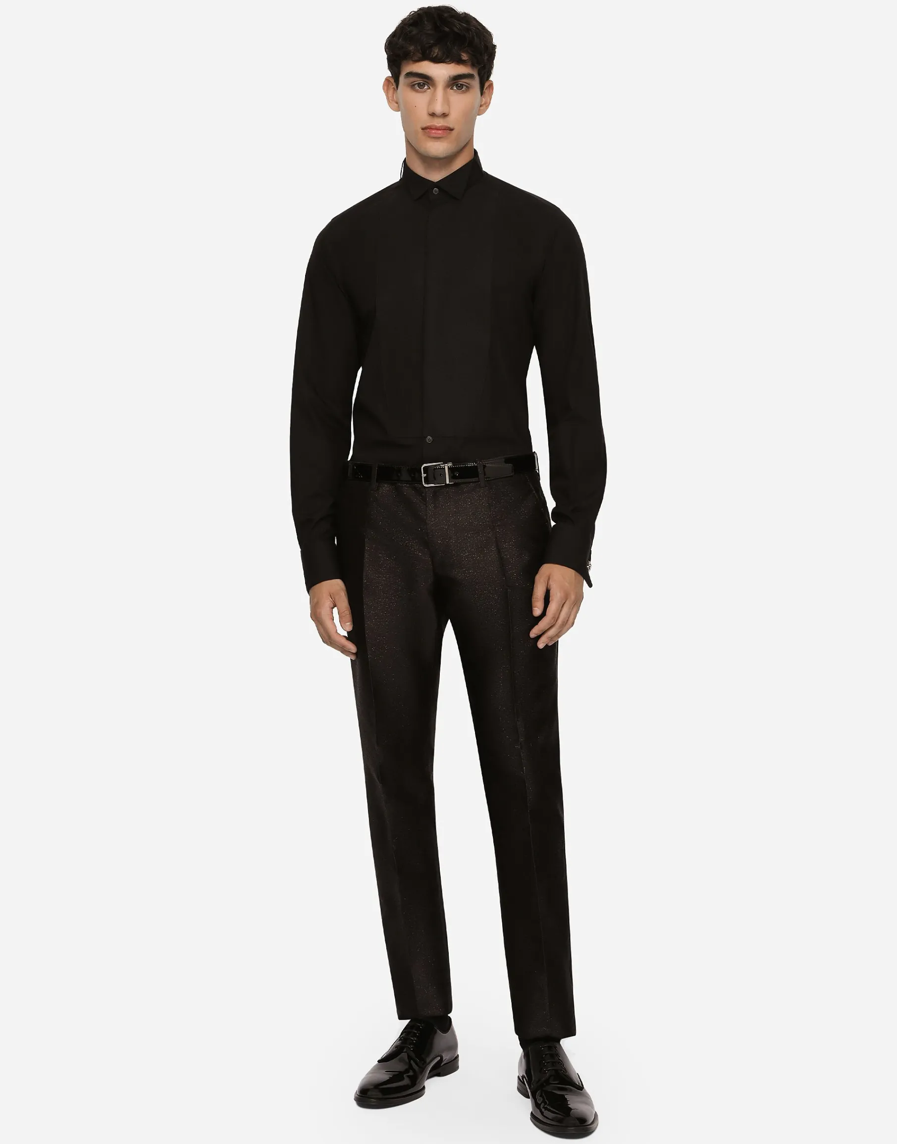 Cotton poplin Gold-fit tuxedo shirt