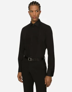 Cotton poplin Gold-fit tuxedo shirt