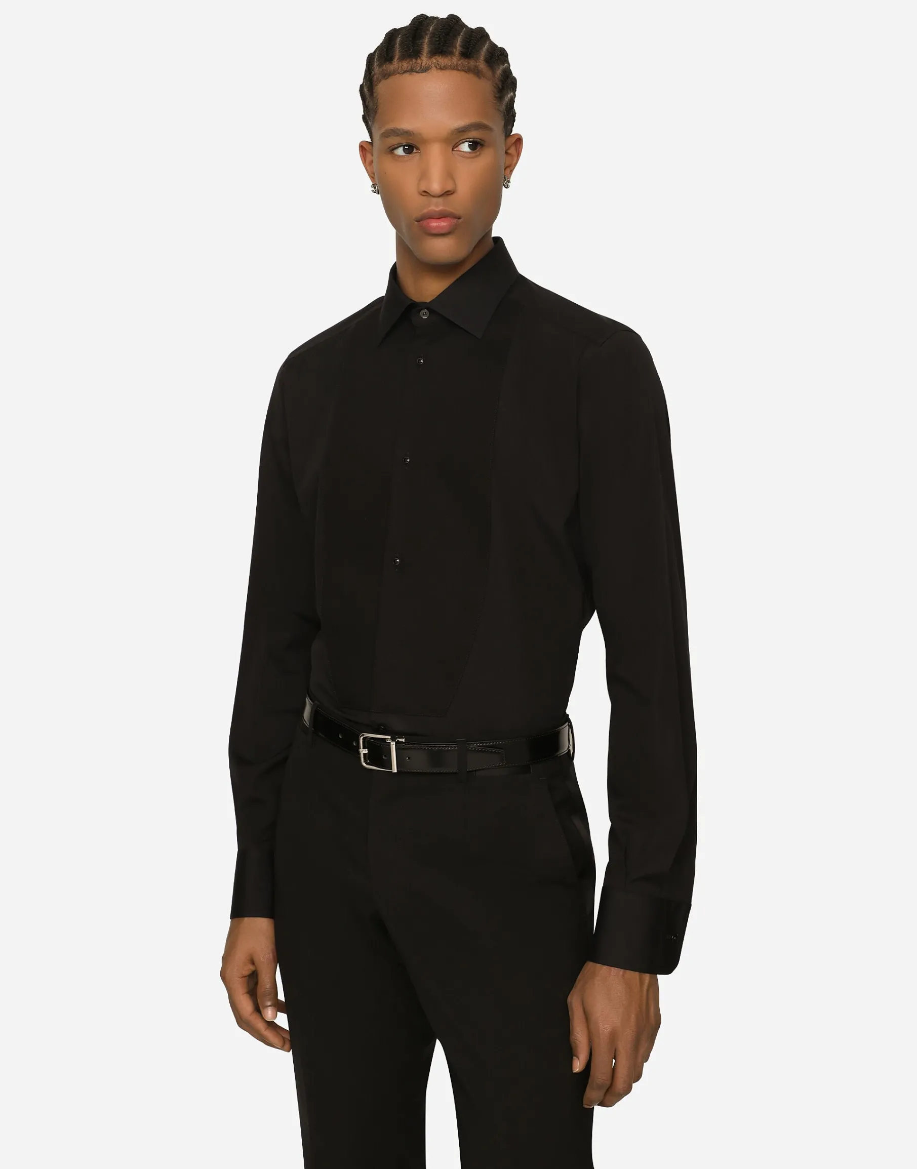Cotton poplin Gold-fit tuxedo shirt